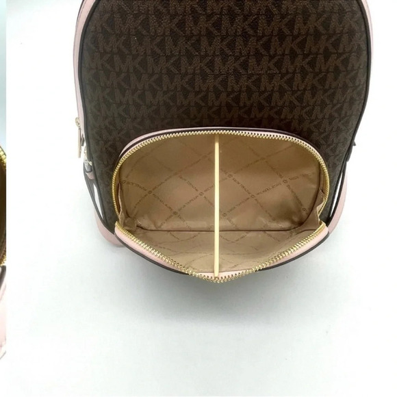 Michael Kors Medium Jaycee Zip Packet Backpack Brown/Light Pink - Picture 7 of 11